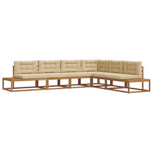 vidaXL Ensemble canapé d'extérieur 6 pièces naturel et beige
