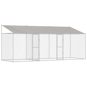 Hundekäfig mit Dach, Silber, 600x200x256cm