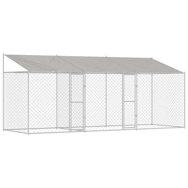 Hundekäfig mit Dach, Silber, 600x200x256cm