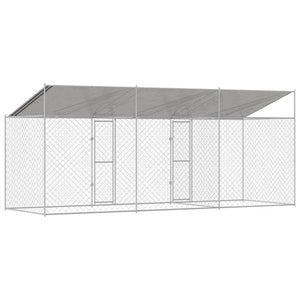 Hundekäfig mit Dach, Silber, 600x200x256cm