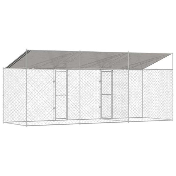Hundekäfig mit Dach, Silber, 600x200x256cm