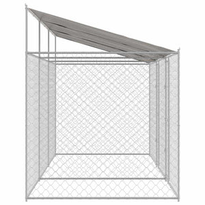 Hundekäfig mit Dach, Silber, 600x200x256cm