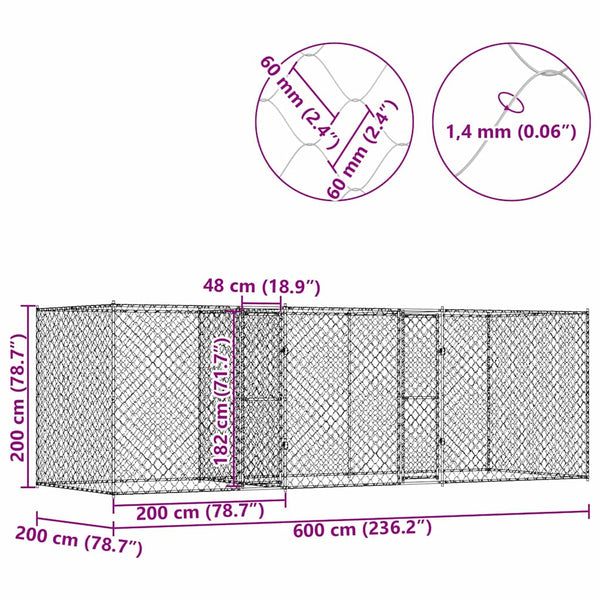 Hundekäfig Verzinkt 600cm