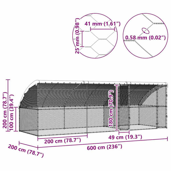 Hühnerkäfig 3er Set, Verzinkt, 600cm