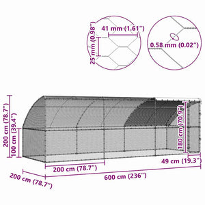 Hühnerkäfig 600x200x200cm Stahl Silber 3er Set