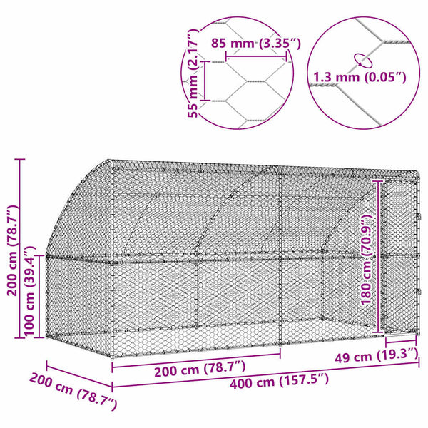 Hundekäfig 2er Set, Verzinkt, 4x2x2 m