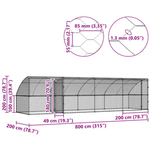 Hundekäfig 8x2x2m Verzinkt