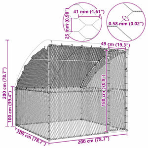 Hühnerkäfig Silber 2x2x2m Verzinkt
