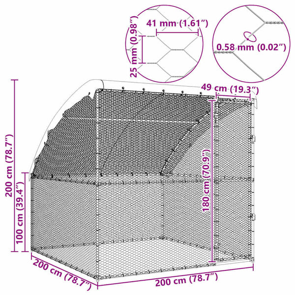 Hühnerkäfig Silber 2x2x2m Verzinkt