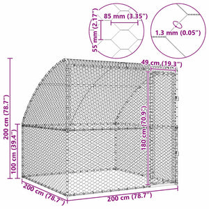 Hundekäfig mit Speicher Silber 2x2x2m