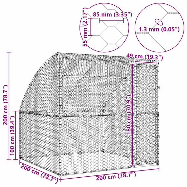 Hundekäfig mit Speicher Silber 2x2x2m
