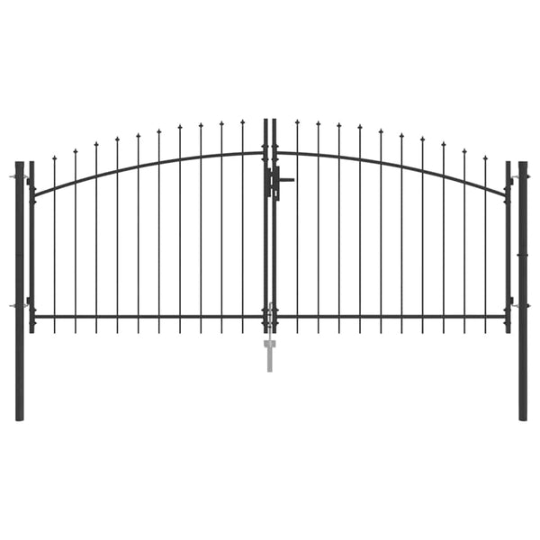 Doppeltor Grau Stahl 299,5x174,5cm mit Schloss