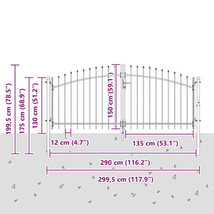 Doppeltor Grau Stahl 300x200cm mit Schloss
