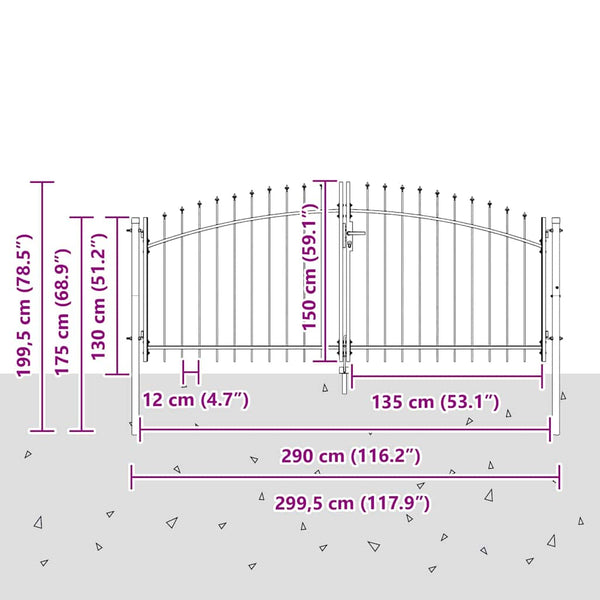 Doppeltor Grau Stahl 300x200cm mit Schloss
