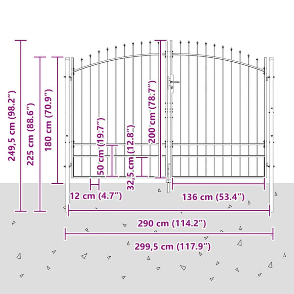 Doppeltor Grau 299,5x249,5 cm Stahl