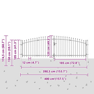 Doppeltor Woerden Grau 400 cm mit Schloss