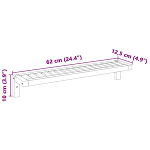 Wandregal Natur Walnuss Massivholz 62cm