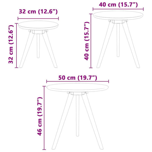 Couchtisch 3er Set Walnuss Massivholz