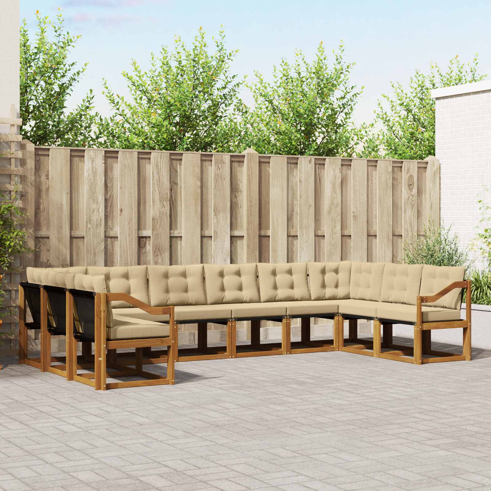 Outdoor Sofagarnitur mit Kissen, 10-teilig