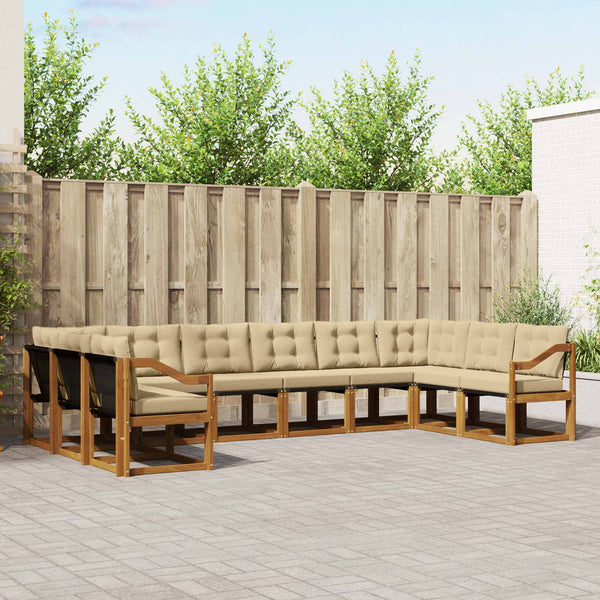 Outdoor Sofagarnitur mit Kissen, 10-teilig