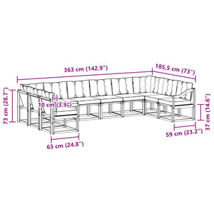 Outdoor Sofagarnitur mit Kissen, 10-teilig