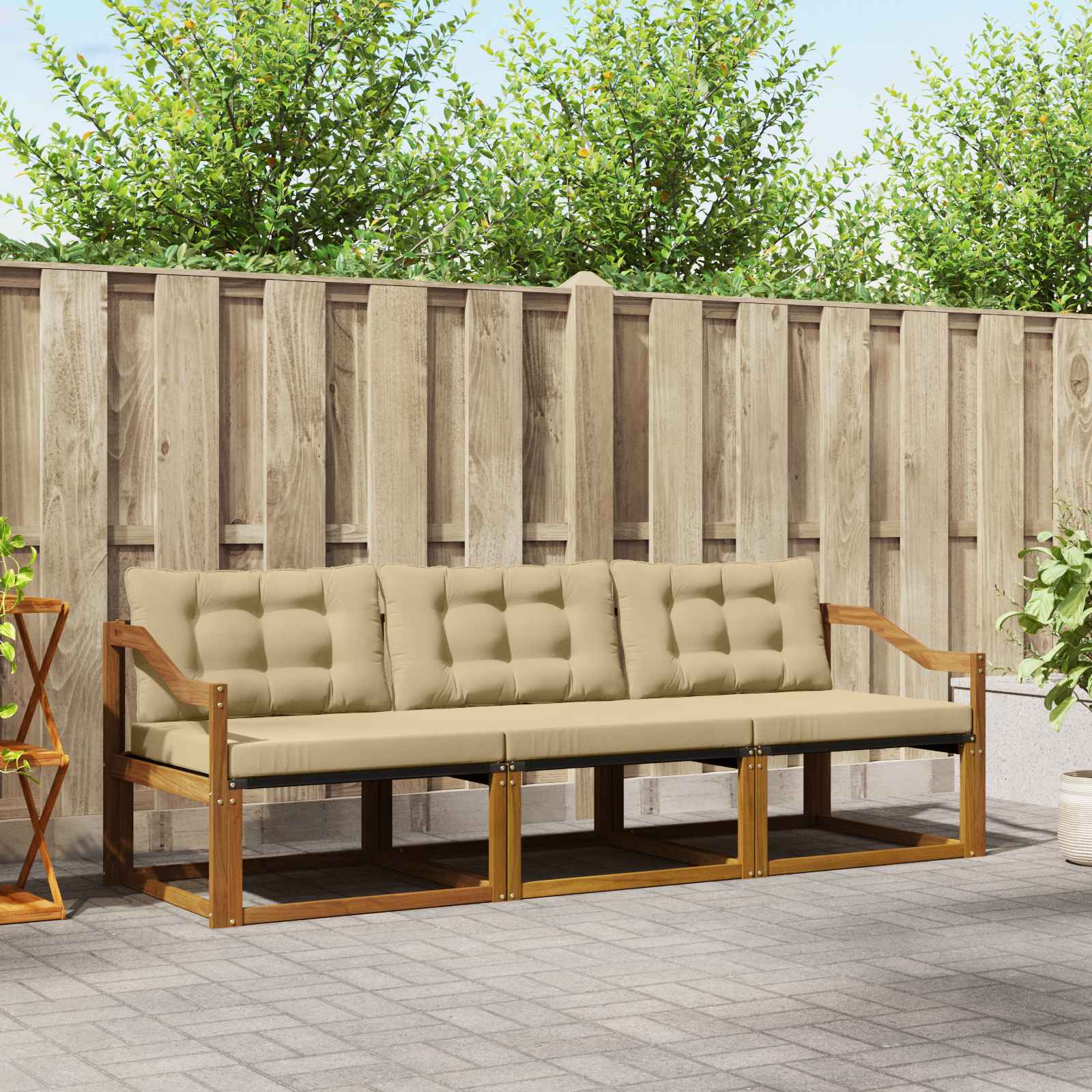 Outdoor Sofagarnitur 3-teilig Akazie Natur Beige