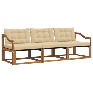 Outdoor Sofagarnitur 3-teilig Akazie Natur Beige