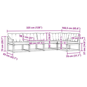 Outdoor Sofa Set mit Kissen, 5-teilig