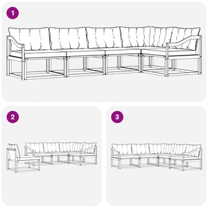 Outdoor Sofagarnitur mit Kissen, 5-teilig