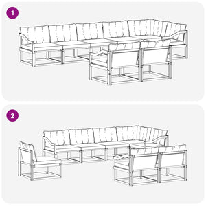 Outdoor Sofagarnitur mit Kissen, 8-teilig