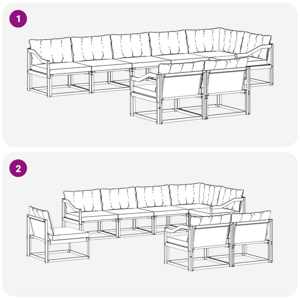Outdoor Sofagarnitur mit Kissen, 8-teilig