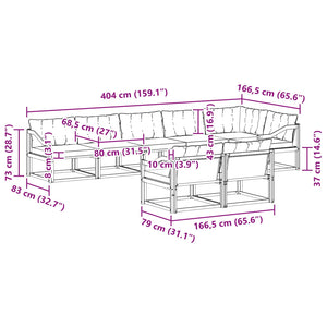 Outdoor Sofagarnitur mit Kissen, 8-teilig
