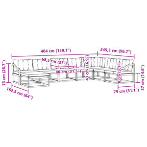 Outdoor Sofa Set mit Kissen, 8-teilig