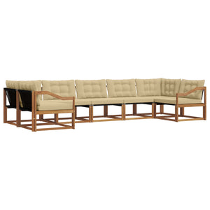 Outdoor Sofagarnitur mit Kissen, Natur/Beige, 7-teilig