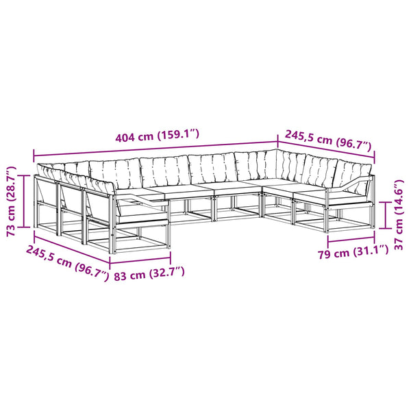 Outdoor Sofagarnitur mit Kissen, 9-teilig