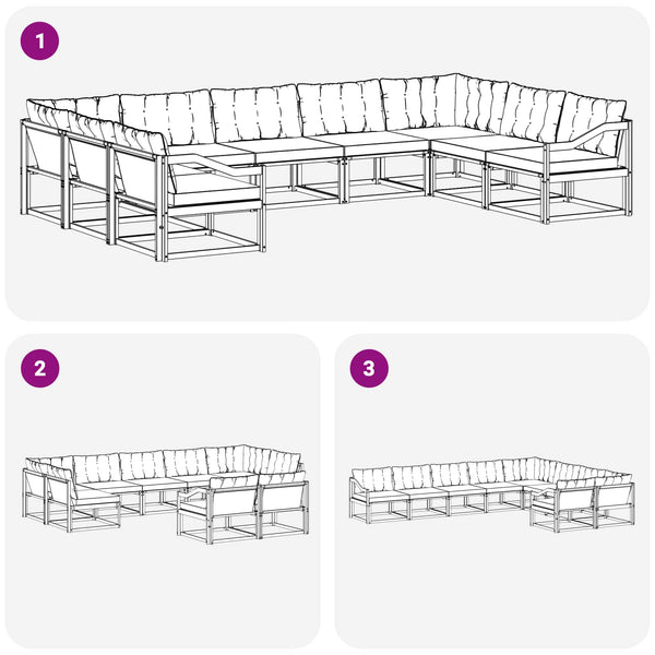 Outdoor Sofagarnitur mit Kissen, 9-teilig