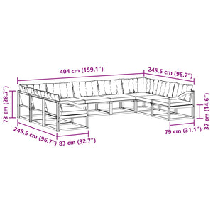 Outdoor Sofagarnitur mit Kissen, 9-teilig