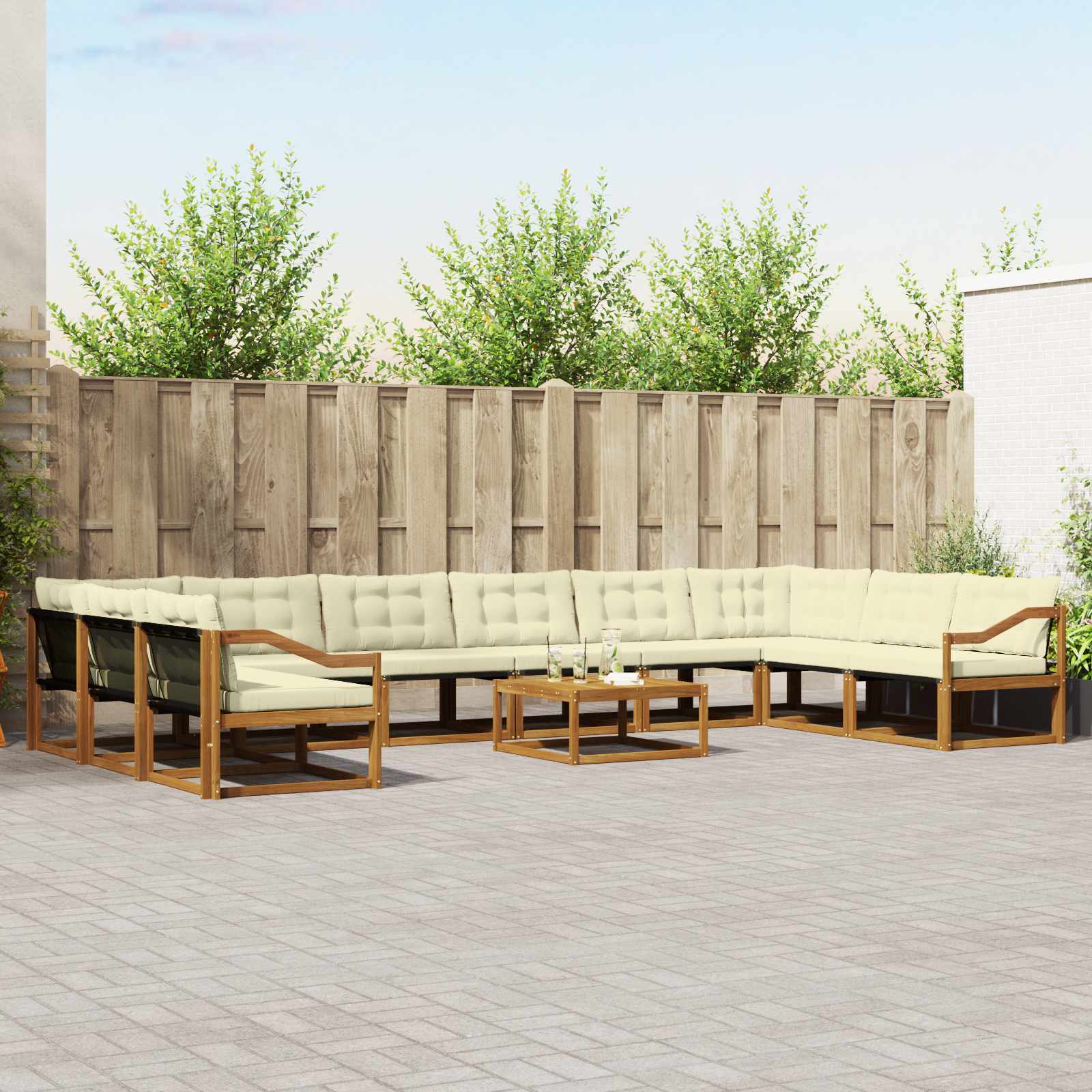 Outdoor Sofagarnitur mit Kissen, 11-teilig