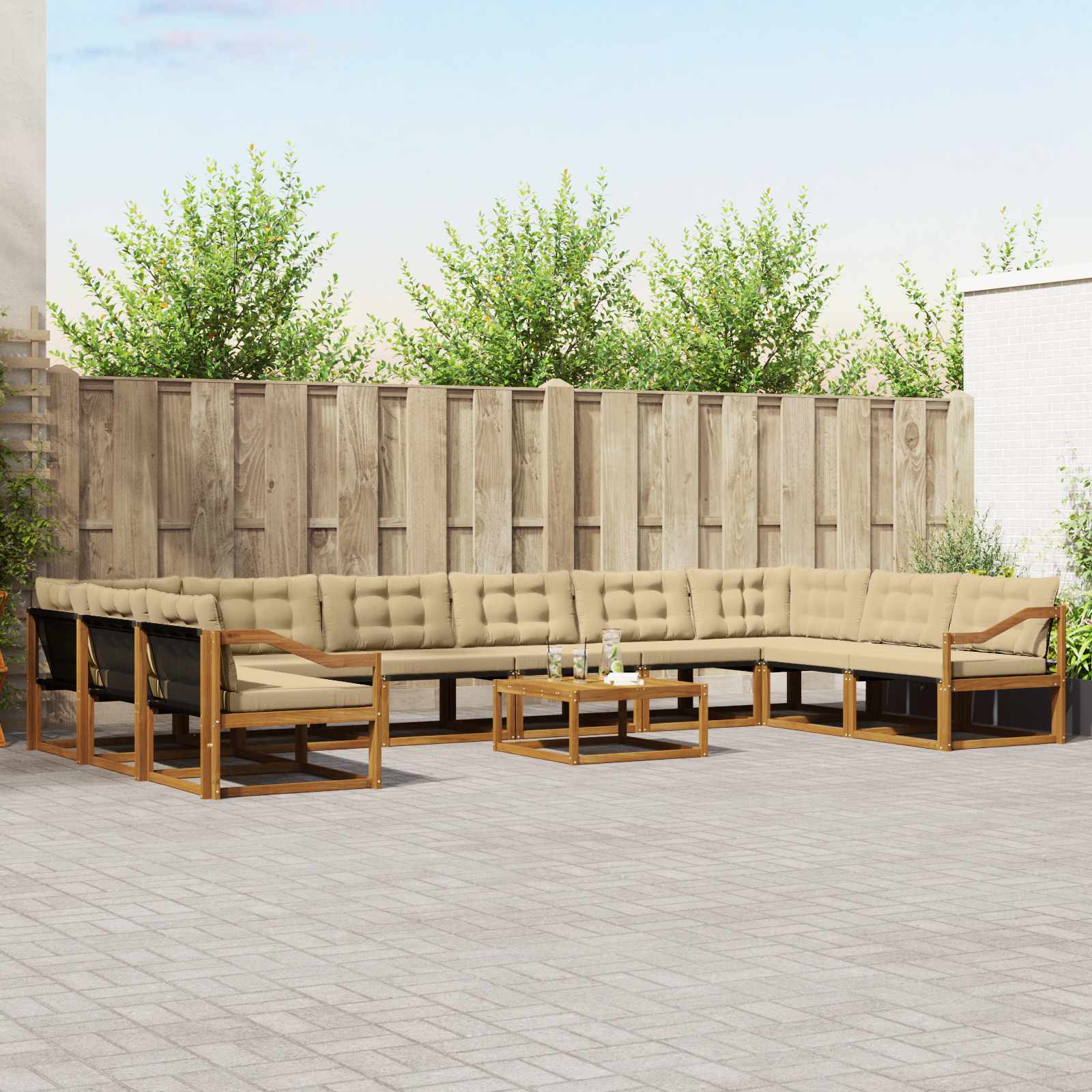Outdoor Sofagarnitur mit Kissen, 11-teilig