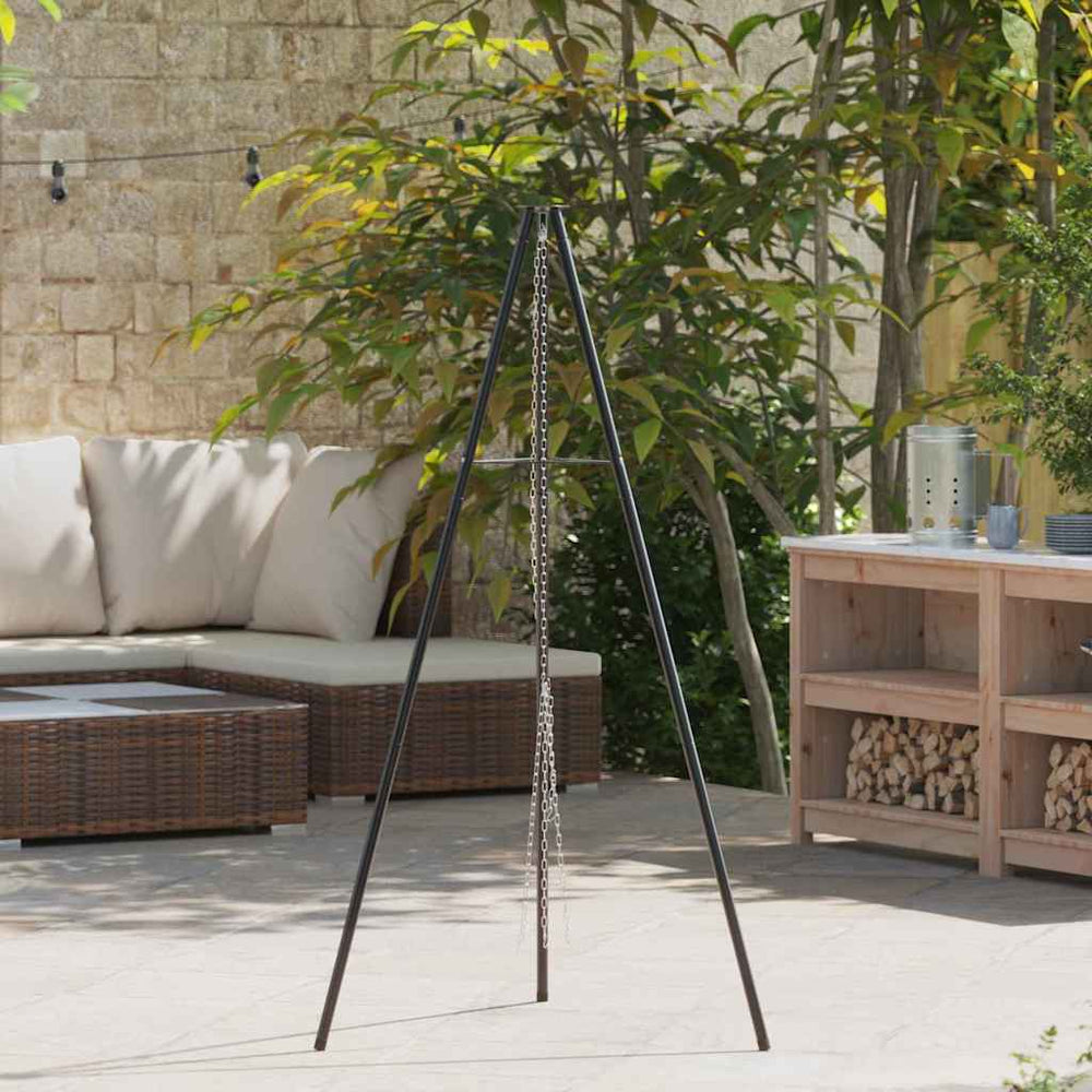 vidaXL Trépied pour brasero Noir 92 x 92 x 151,5 cm Acier