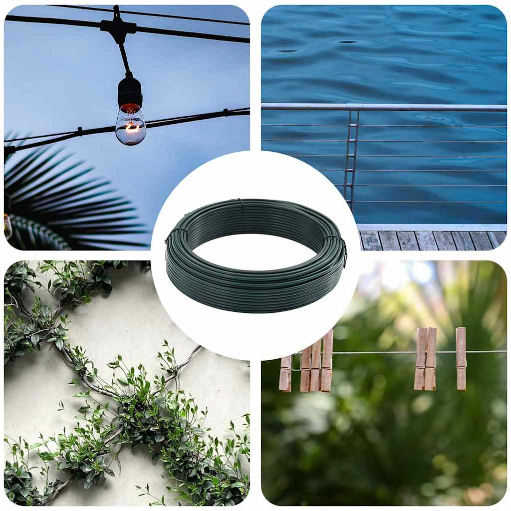 vidaXL Fil de Ligature pour Clôture Vert 33 m PVC