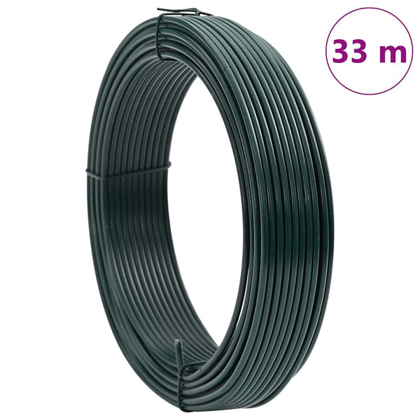 vidaXL Fil de Ligature pour Clôture Vert 33 m PVC