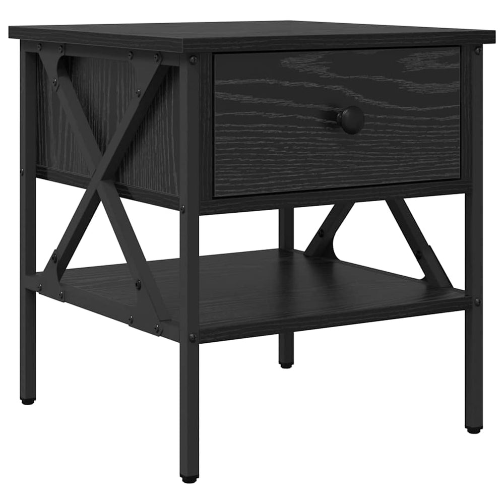 vidaXL Nightstand with Drawers Black Oak Look 40 x 42 x 45 cm
