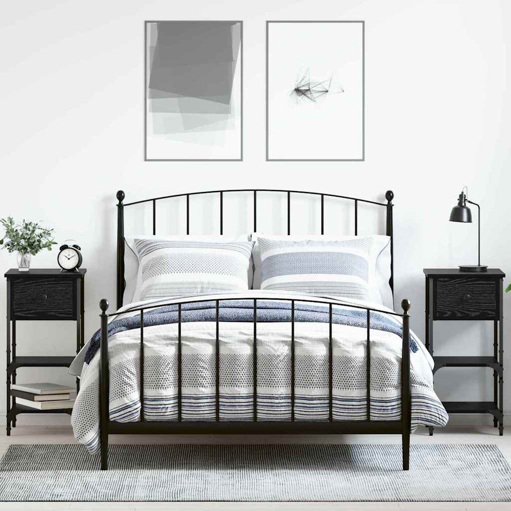 vidaXL Bedside Cabinet 2 pcs Black Oak Look 33.5 x 36 x 70 cm
