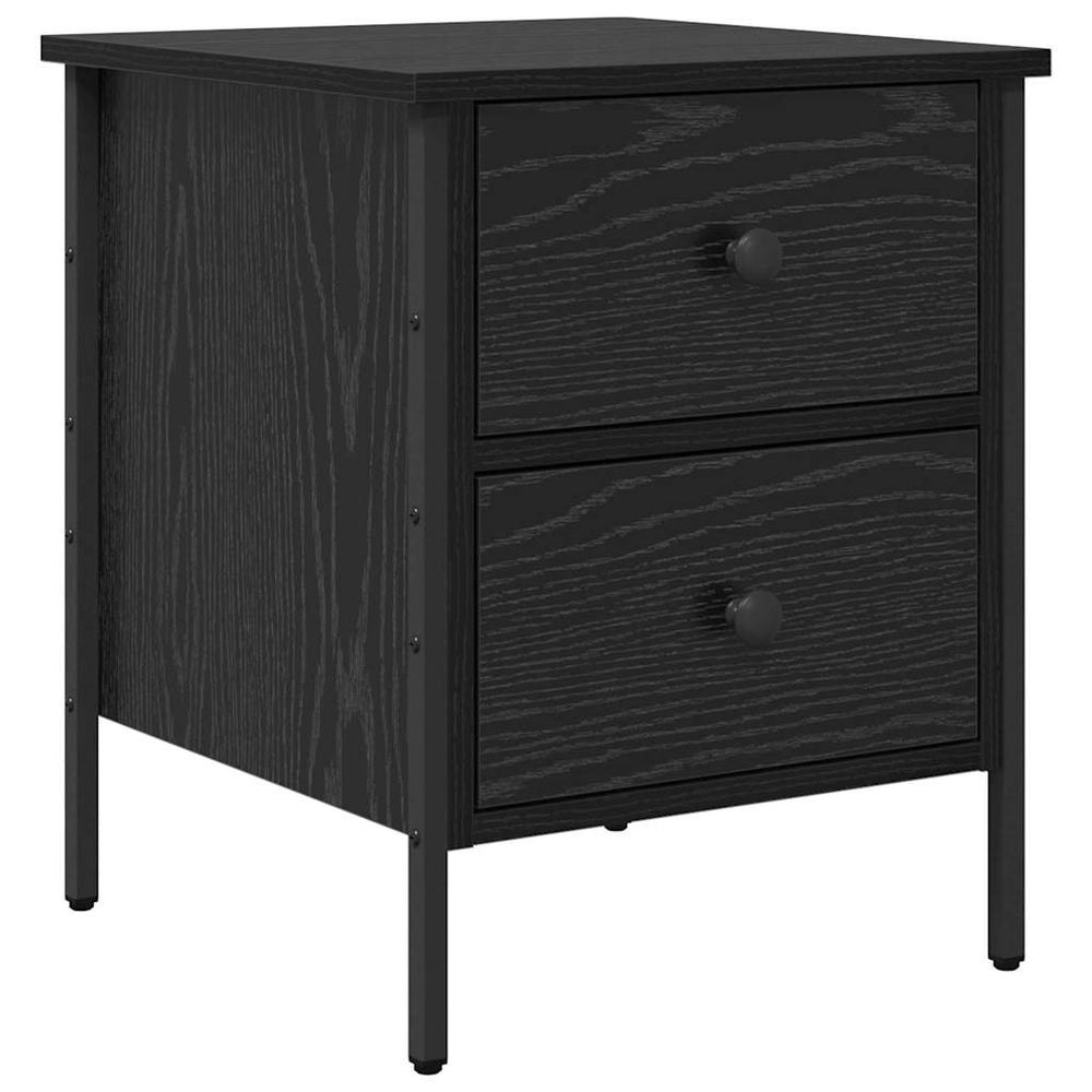 vidaXL Bedside Cabinet with Drawers Black Oak 40 x 42 x 50 cm