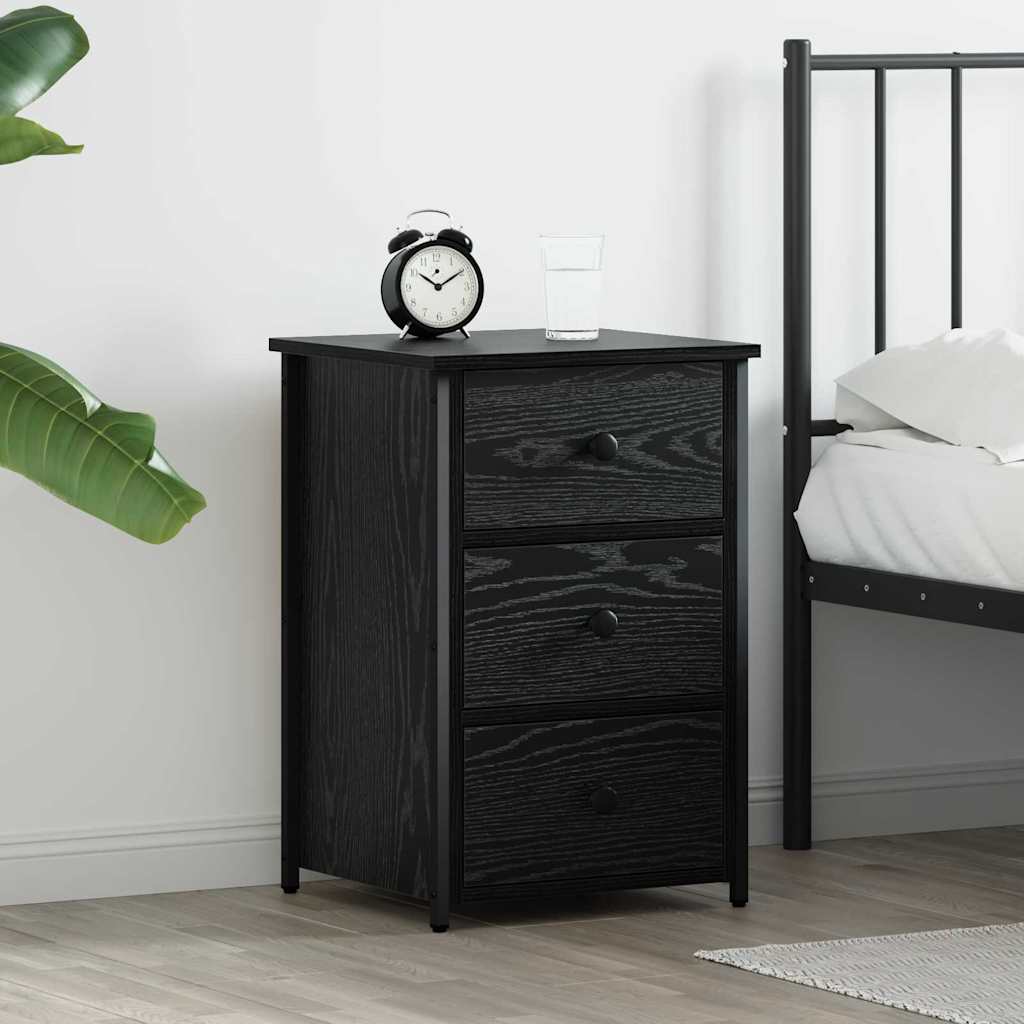 Nachttisch mit Schublade, Schwarz Eiche