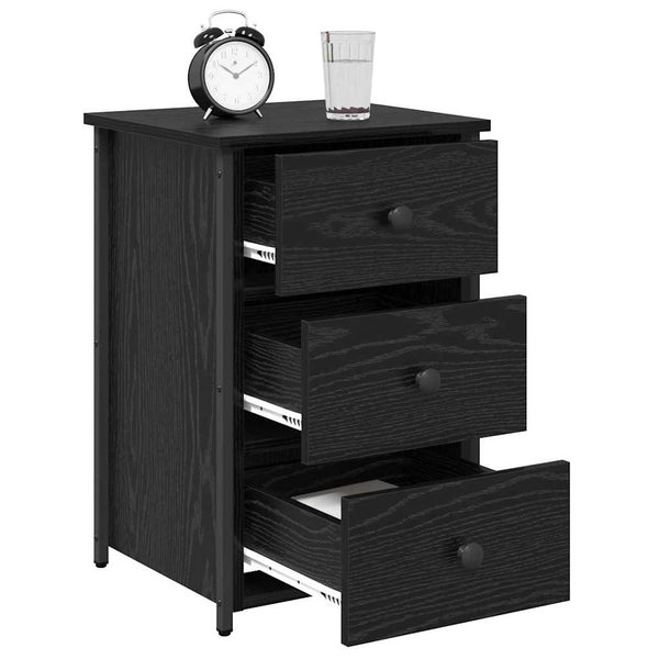 Nachttisch 2er Set Schwarz Eichenoptik