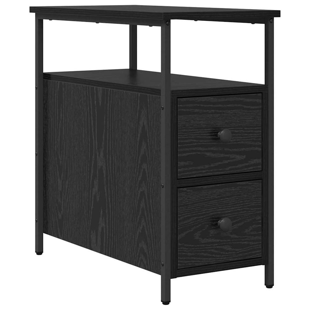 Schwarzer Nachttisch Eichenoptik 60cm