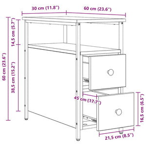 vidaXL Nightstand 2 pcs Black Oak Look 30 x 60 x 60 cm