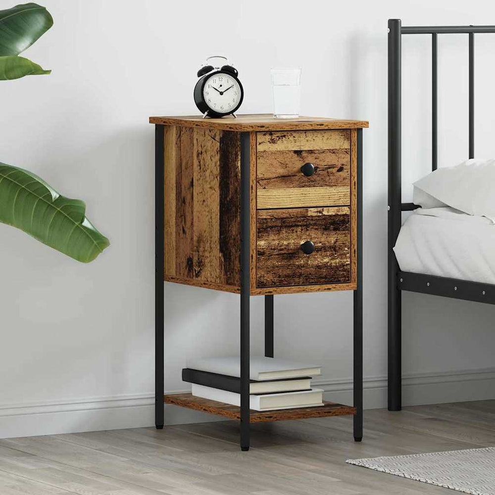 vidaXL Bedside Table with Drawers Reclaimed Wood 32 x 42 x 70 cm Engineered Wood